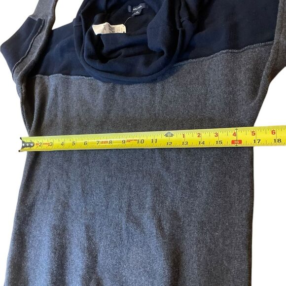 Nautica Sweater Dress Two Tone Navy Grey Cowl Neck Womens Medium NWT - Picture 7 of 7
